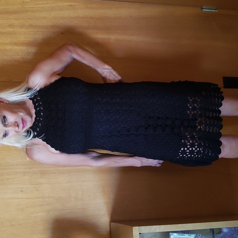 INC Black Crochet Dress